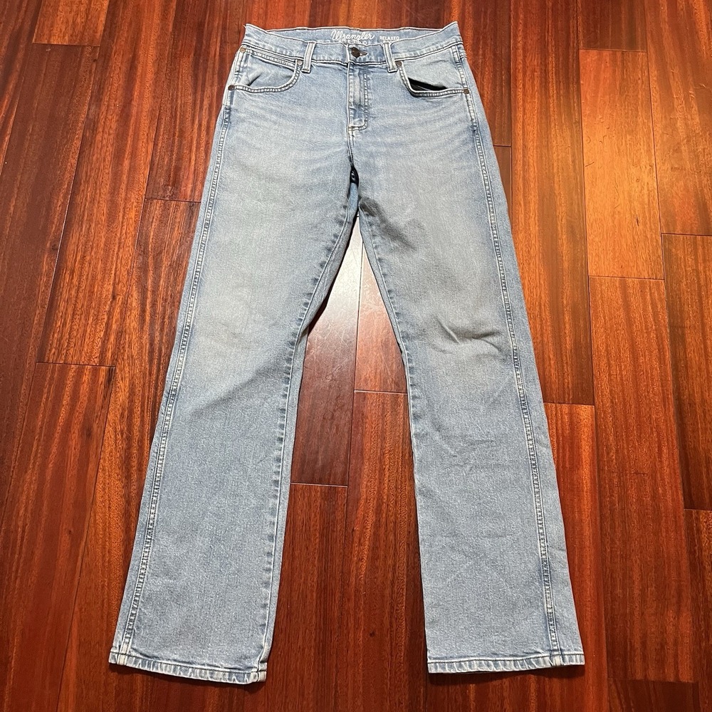 Wrangler Jeans Mens 30x33 Retro Relaxed Boot Blue Light Wash Cowboy Western Work